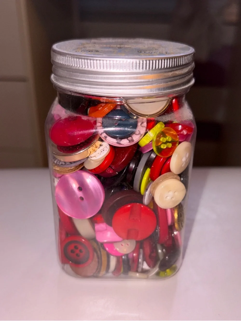 Hobby Lobby Sew•ology Assorted Color Sewing Buttons in Clear Jar